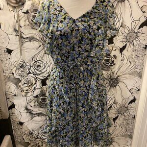 TOMMY HILFIGER Women's Blue and White Floral Dress SIZE Unknown Approx MED 6-8